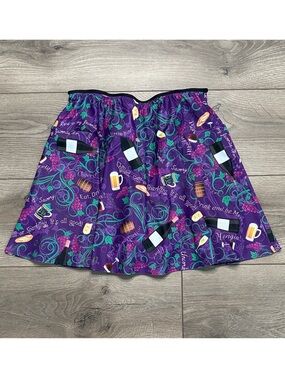 SparkleSkirts 15” High Rise Running Tennis Skirt Skort Purple Print Large